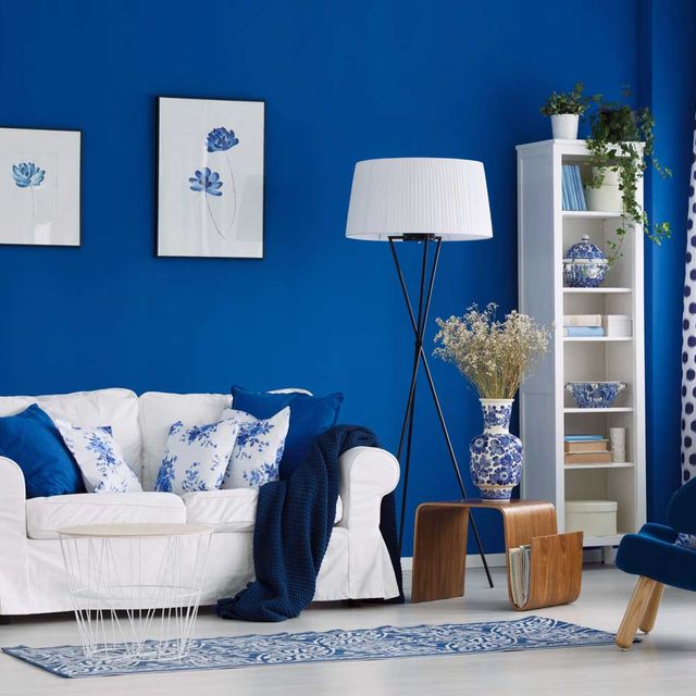 salón pintado de azul